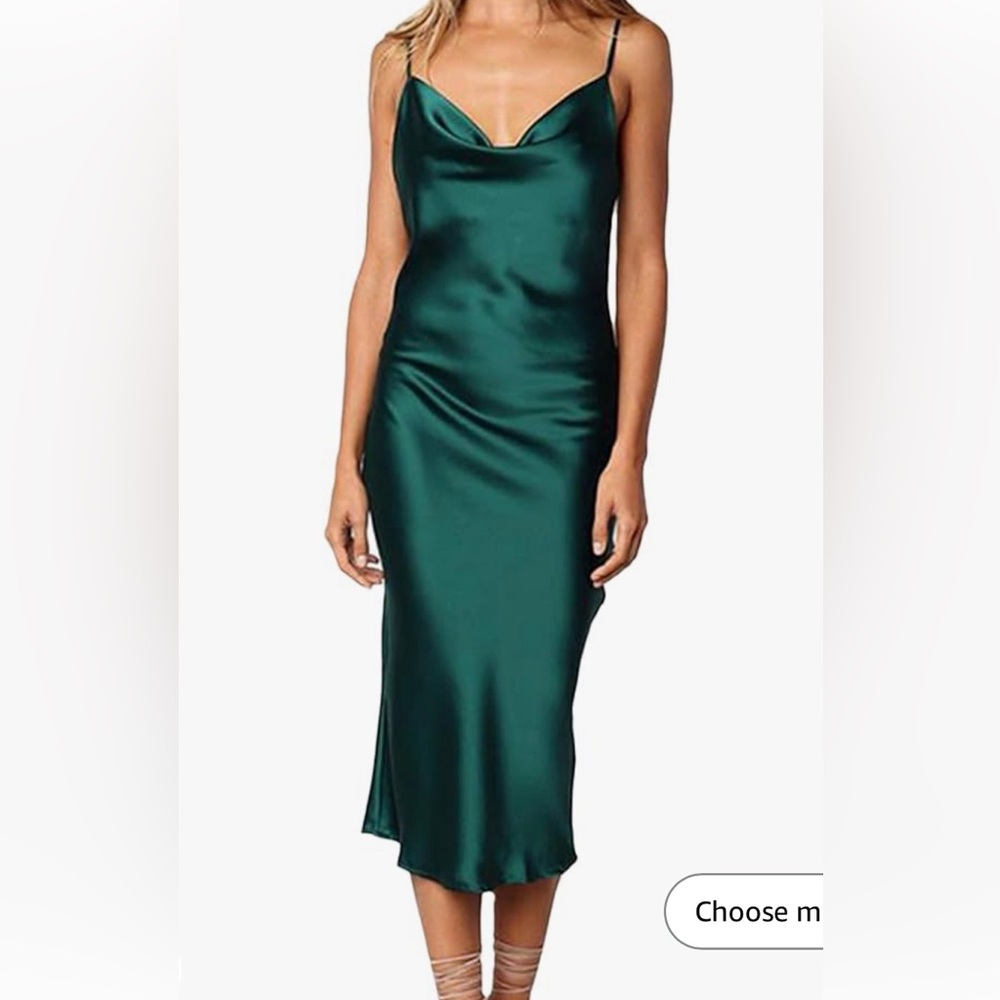 NWT Women's Sleeveless Spaghetti Strap Satin Dress
